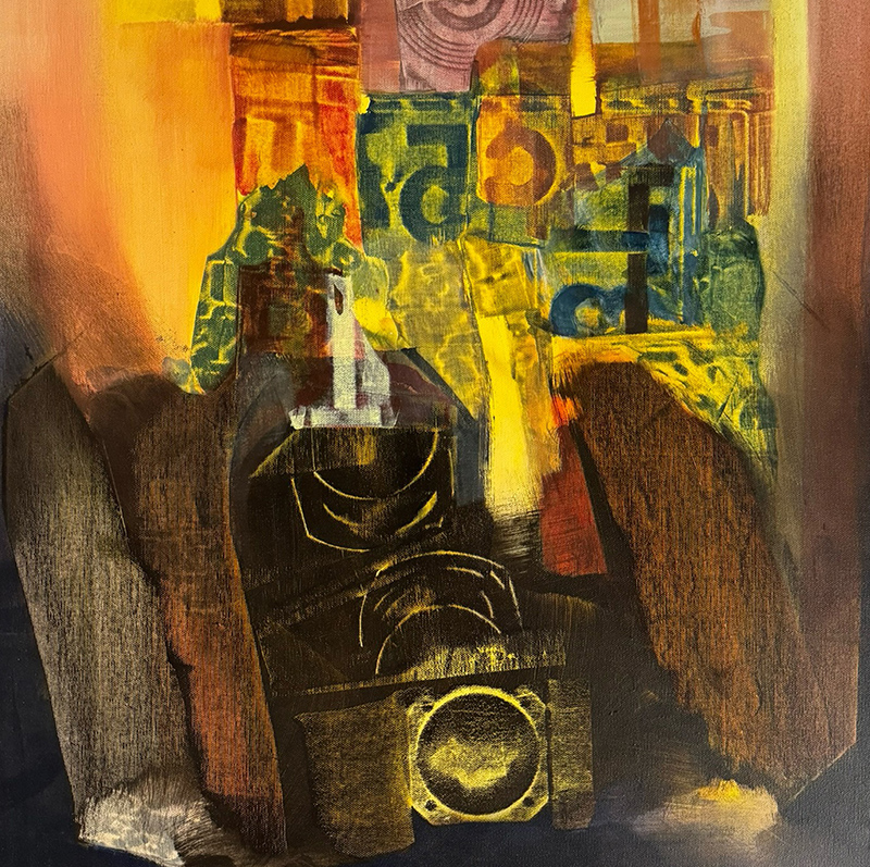 Frottagen auf Leinwand